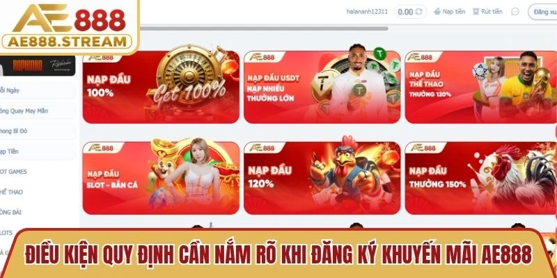 Điều kiện quy định cần nắm rõ khi đăng ký khuyến mãi AE888